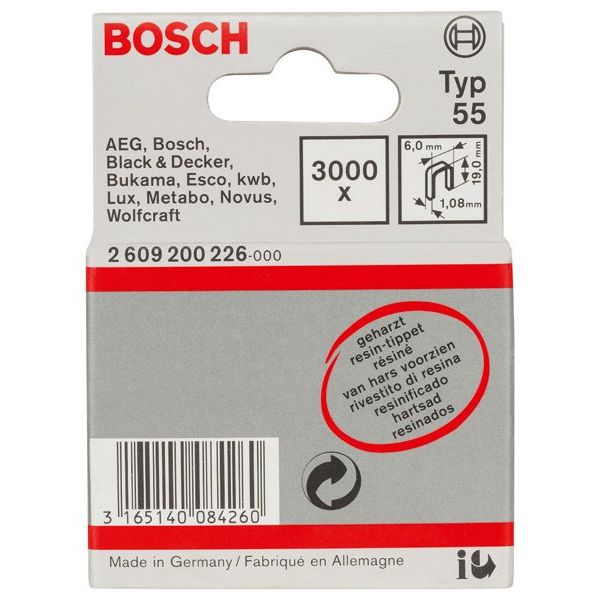 Bosch - Heftklammer Schmalrückenklammer Typ 2609200226 55 geharzt 6 x 1,08