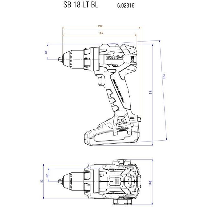 Metabowerke - Schlagbohrmaschine (Akku) Akku-Schlagbohrmaschine SB 18 LT BL #800