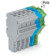 WAGO - Ein- und mehrpolige Klemmenleiste 1-Leiter-Federleiste 2022-106/000-038/999 4 mm²,gr/bl/gn-ge − 50 Stück
