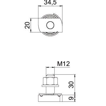 OBO Bettermann - Hammerkopfschraube MS41HBF M12x30ZL mit Feder − 50 Stück