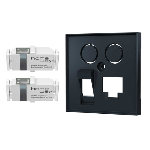 Homeway - Multi-Einsatz/Abdeckung für Daten- und Kommunikations-Anschlusstechnik Fiber Set one.fiber anth HW-OFKSE55ANG 2xLC/APCD-SM-Kupp+ZP