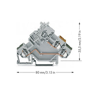 WAGO - Initiator/Aktor-Reihenklemme 3-Leiter-Aktorenklemme 280-554 2,5 mm²,grau − 50 Stück