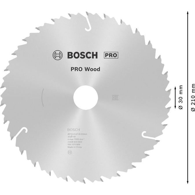 Bosch - Kreissägeblatt PRO Wood Kreissägeblatt, 2608640803 210 x 2,4 x 30 mm