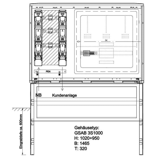 GSAB Elektrotechnik - Zähler-Komplettschrank Wandlermessung 33.W630.001 LEW 630A