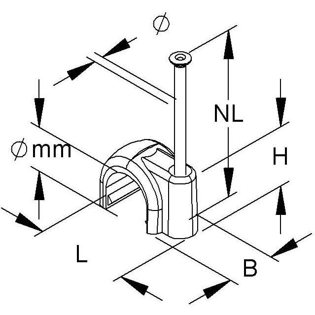 HKL - Nagelschelle (für Kabel) Rundschelle 12/35W − 100 Stück