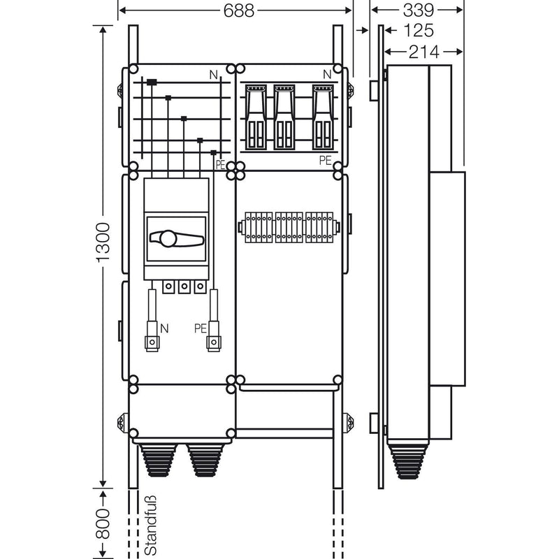 Hensel - Verteilerschrank für Energieversorgung Ladeverteiler Mi EV 44kW 3000 b. z. 3 Doppelladepu