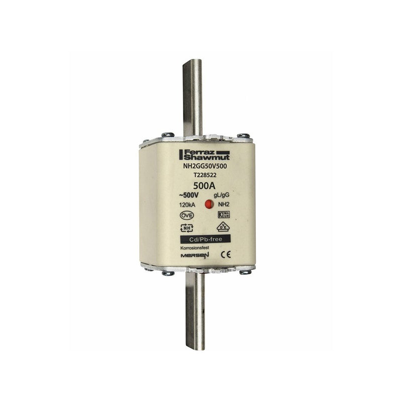 Mersen - Messersicherung Sicherungseinsatz NH gG NH2GG50V500 Gr.2 500A sfü KM − 3 Stück