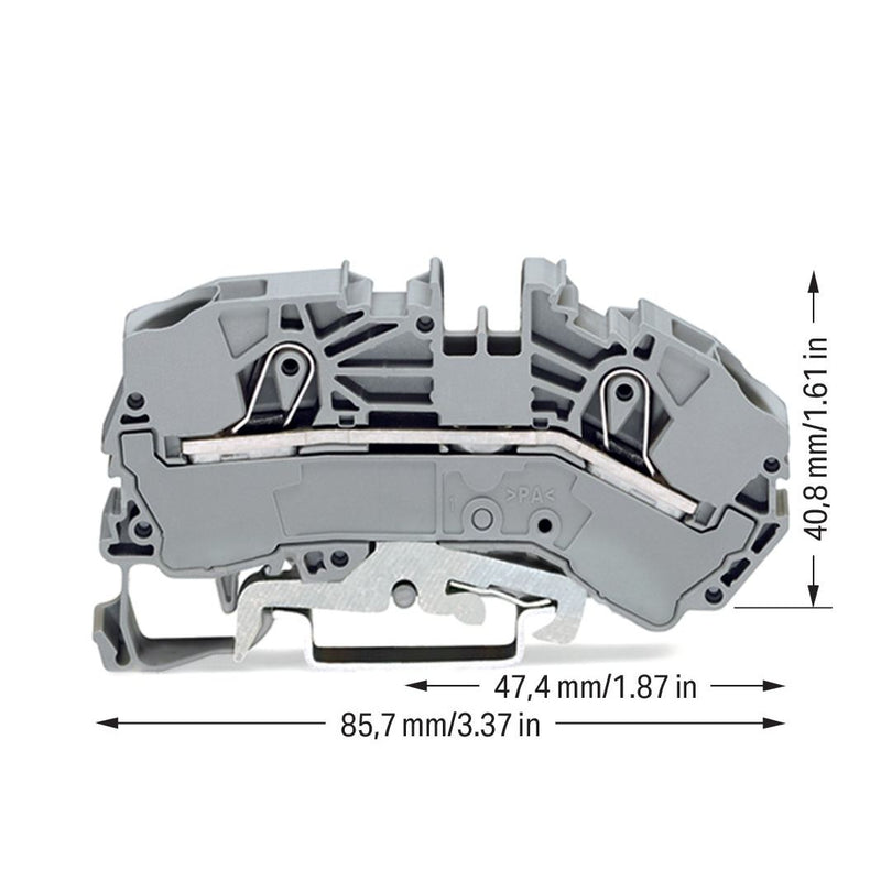 WAGO - Durchgangs-Reihenklemme Ersatzeinspeiseklemme 2016-7611 16 mm²,12 mm,grau − 20 Stück