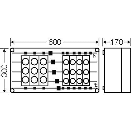 Hensel - Sicherungskasten Sicherungsgehäuse Mi 3427 4x DII /3x DIII