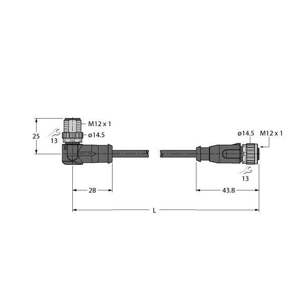 Turck - Rundsteckverbinder, feldkonfektionierbar (Industriesteckverbinder) Verbindungsleitung WSSD-RKSD-4416-2M