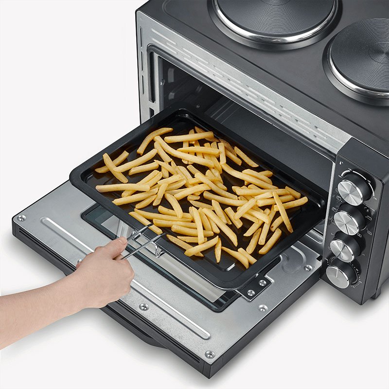 Severin - Tischbackofen/Backgrill Toastofen m.Kochplatten TO 2074 sw/eds-geb. 2500W,30l