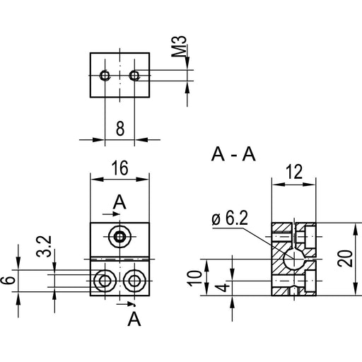 Sensopart - Zubehör/Ersatzteile für Positionsschalter Montageblock MB 6 Innen 6mm