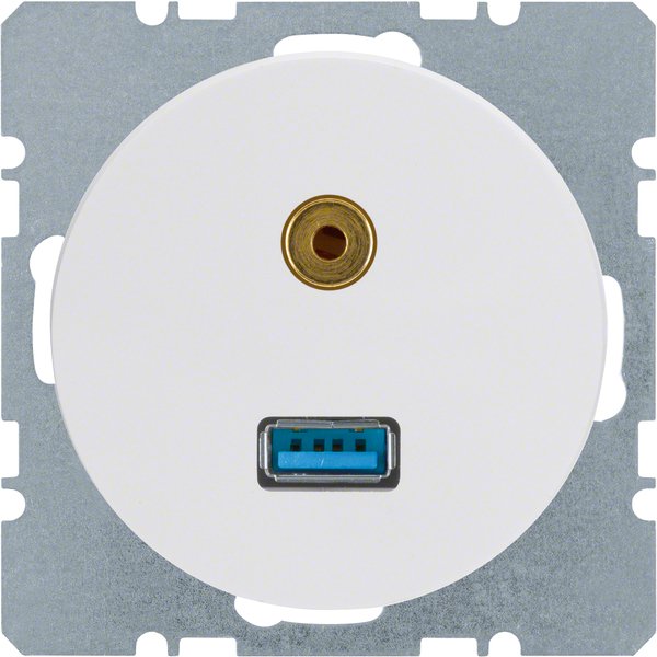 Berker - Einsatz/Abdeckung für Kommunikationstechnik USB/3,5mm Audio Steckdose 3315392089 pows/gl