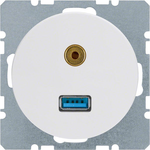 Berker - Einsatz/Abdeckung für Kommunikationstechnik USB/3,5mm Audio Steckdose 3315392089 pows/gl