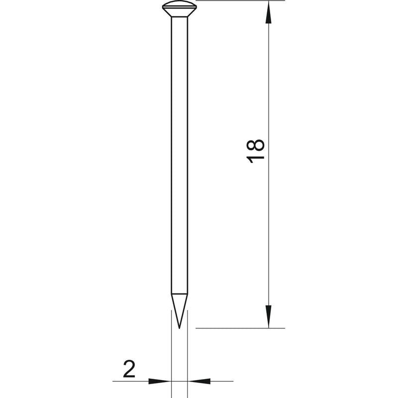 OBO Bettermann - Nagel Stahlnadel gehärtet 362 Z 18 G 2x18mm Stahl galv. − 100 Stück