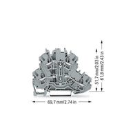WAGO - Bauelement-Reihenklemme Bauelementklemme 2002-2214/1000-492 2 Dioden 1N4007,grau − 50 Stück
