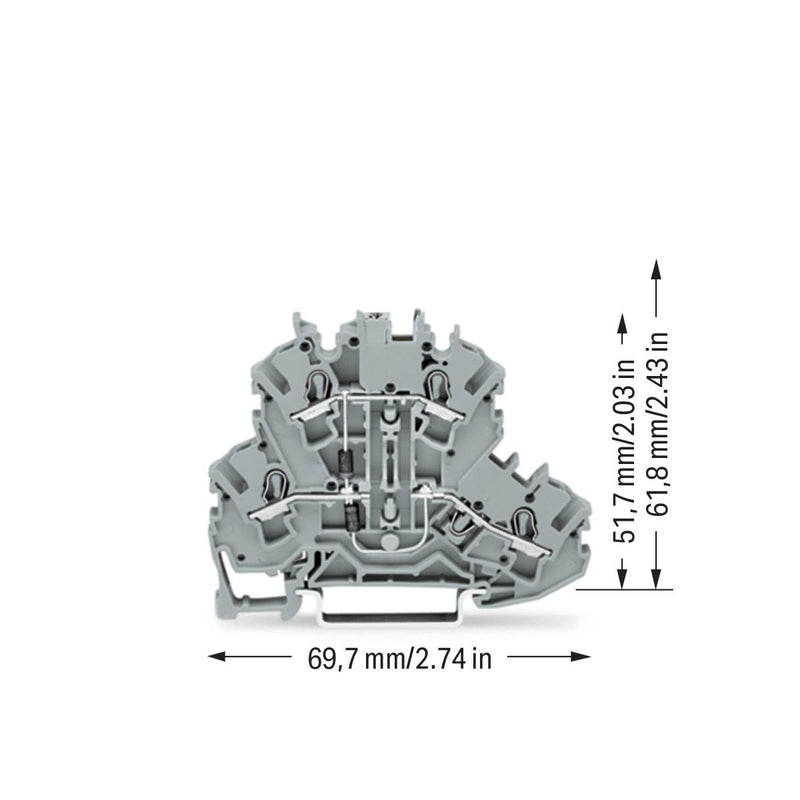 WAGO - Bauelement-Reihenklemme Bauelementklemme 2002-2214/1000-492 2 Dioden 1N4007,grau − 50 Stück