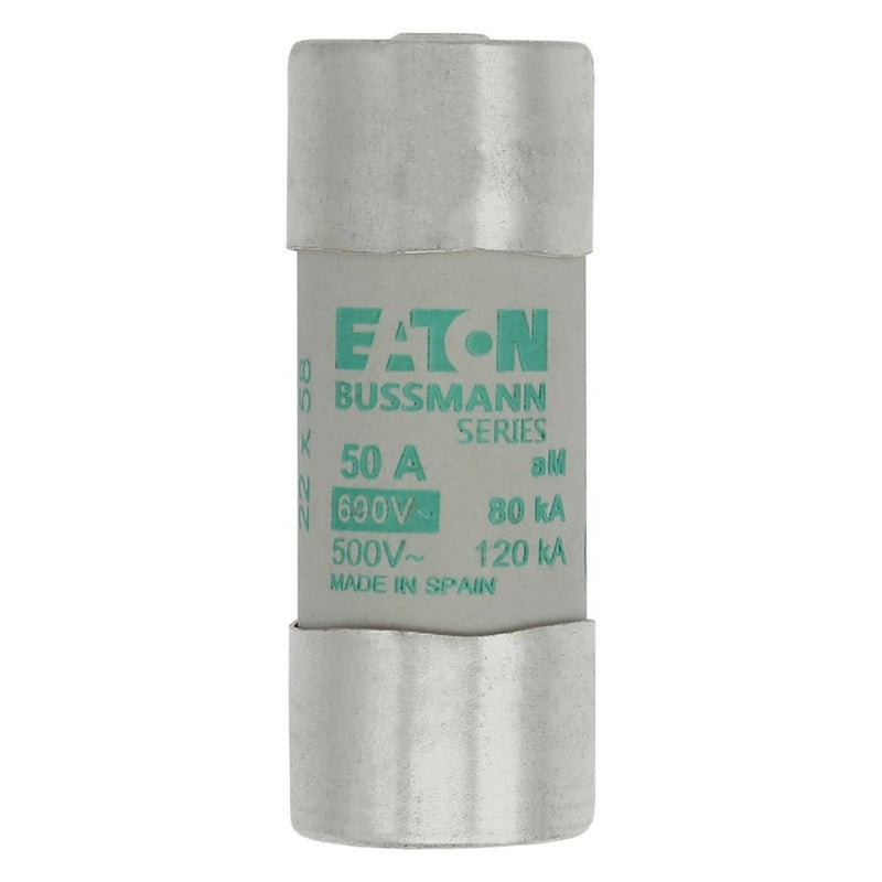 Eaton - Zylindrische Sicherung Sicherungseinsatz Nieders. CYL AM 22,#C22M50S 50A AC 690V 80kA − 10 Stück