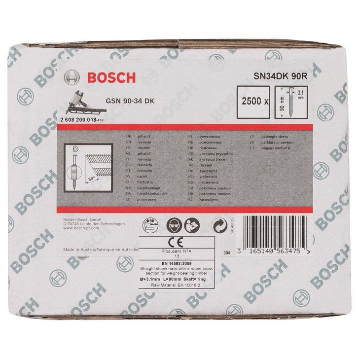 Bosch - Nagel für Nagelgerät D-Kopf Streifennagel 2608200018 SN34DK 90R 3,1 mm 90