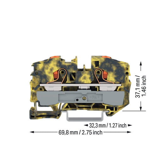 WAGO - Durchgangs-Reihenklemme 2-Leiter-Durchgangsklemme 2216-1201/000-053 Drücker,16mm²,dgr-ge − 20 Stück