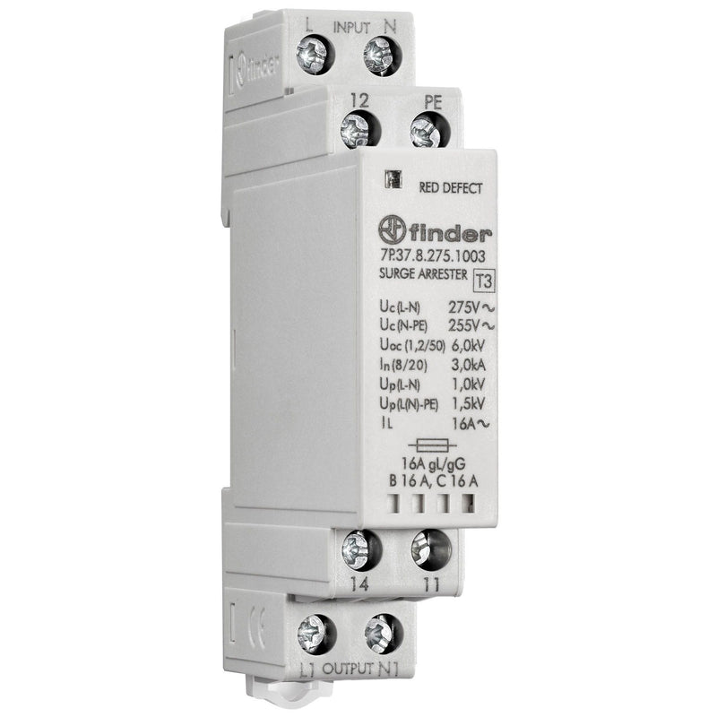 Finder - Geräteüberspannungsschutz für Energietechnik/Stromversorgung Überspannungsableiter 7P.37.8.275.1003 SPD Typ 3, 1-Phas