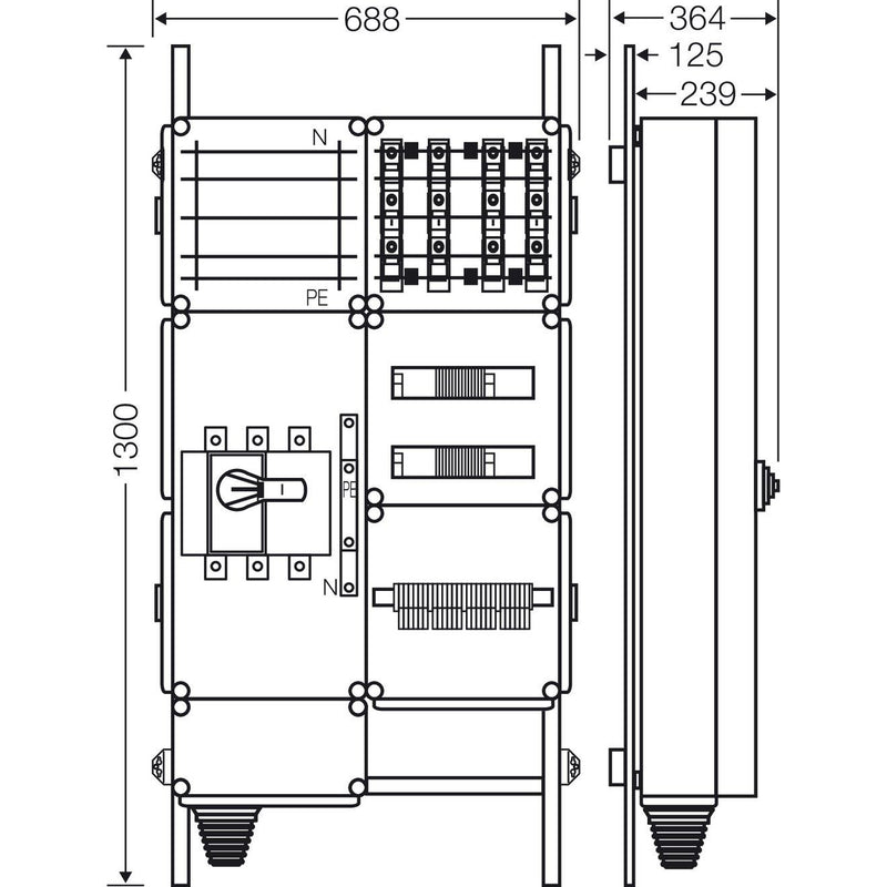 Hensel - Verteilerschrank für Energieversorgung Ladeverteiler Mi EV 22kW 4100 f.4 Ladep. a 22kW