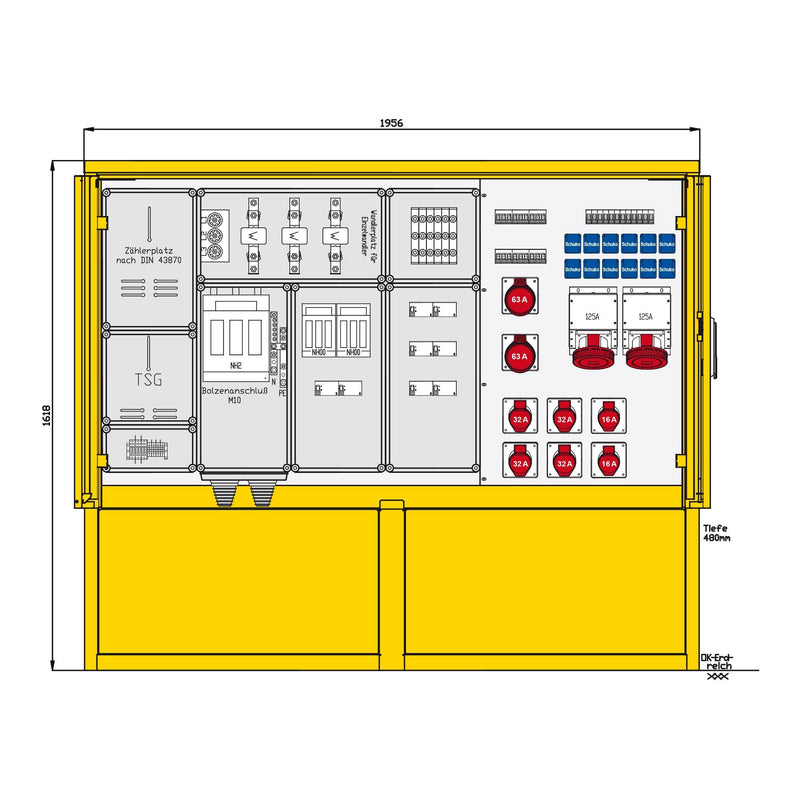 Walther Werke - Baustromverteiler Indus .u. Marktplatzvert. 83216300 mit Zählerplatz