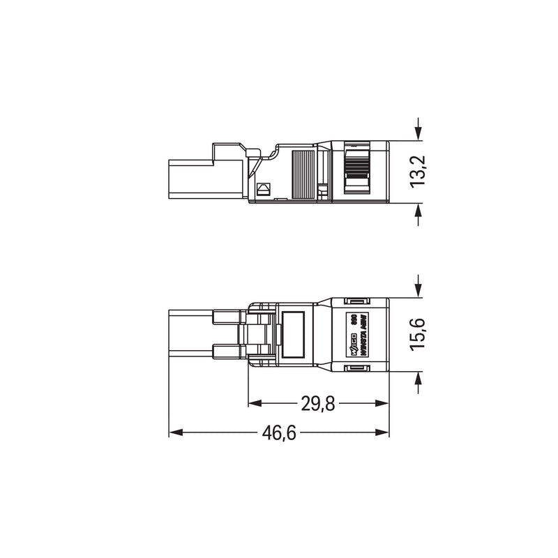 WAGO - Steckverbinder für steckbare Gebäudeinstallation Steck. m. Zugentlastungsg. 890-212/342-000 2-polig,schwarz − 50 Stück