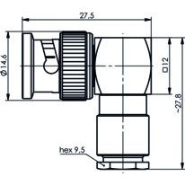 Telegärtner - Koax-Steckverbinder BNC-Winkelstecker löt 100023300 RG178, RG196