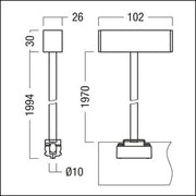 Zumtobel Group - Mechanisches Zubehör/Ersatzteile für Leuchten Pendelrohrabhängung SUP2 TRACK #60210832 (Set), silber