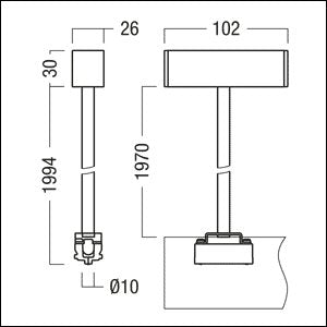 Zumtobel Group - Mechanisches Zubehör/Ersatzteile für Leuchten Pendelrohrabhängung SUP2 TRACK #60210832 (Set), silber