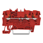 WAGO - Durchgangs-Reihenklemme 3-Leiter-Durchgangsklemme 2201-1303 Drücker,1,5 mm², rot − 100 Stück