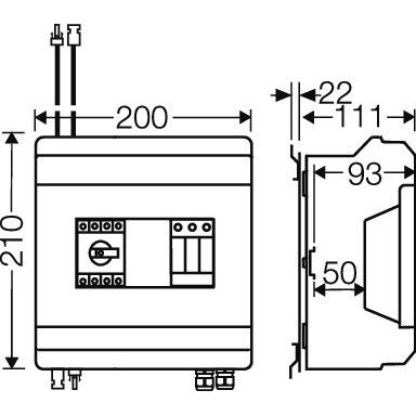 Hensel - Dose, Gehäuse für Montage auf der Wand/Decke PV-GAK, m. ÜSE 1xPV-String KV PV 2411 auf 1xWR-Eingang