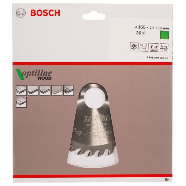 Bosch - Kreissägeblatt PRO Wood Kreissägeblatt, 2608640603 165 x 2,6 x 30 mm