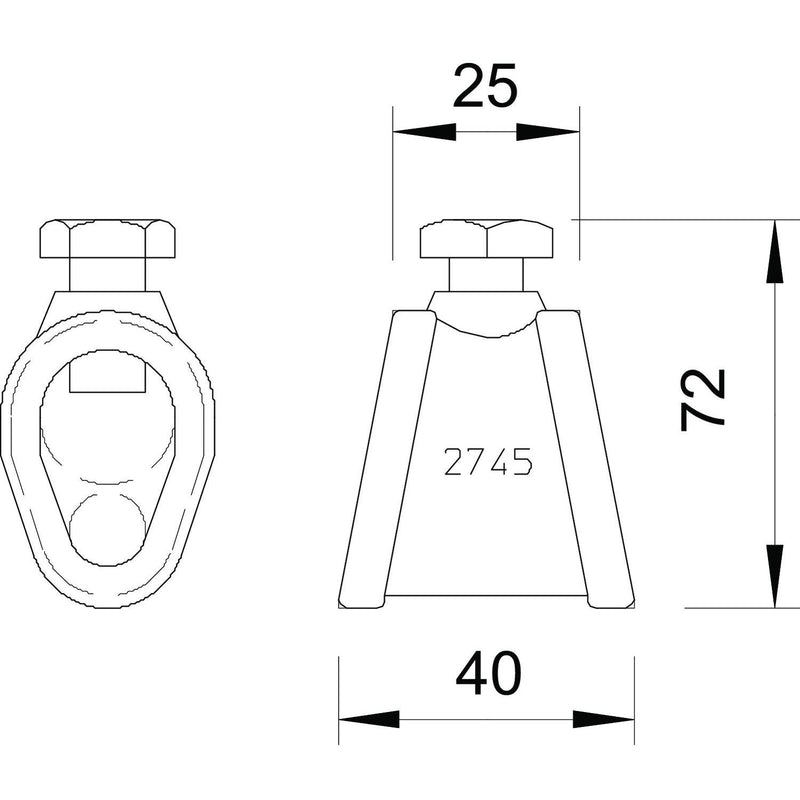 OBO Bettermann - Anschlussklemme für Stab-/Tiefenerder Anschlussmuffe 2745 20 MS für OMEX 218+219 − 5 Stück