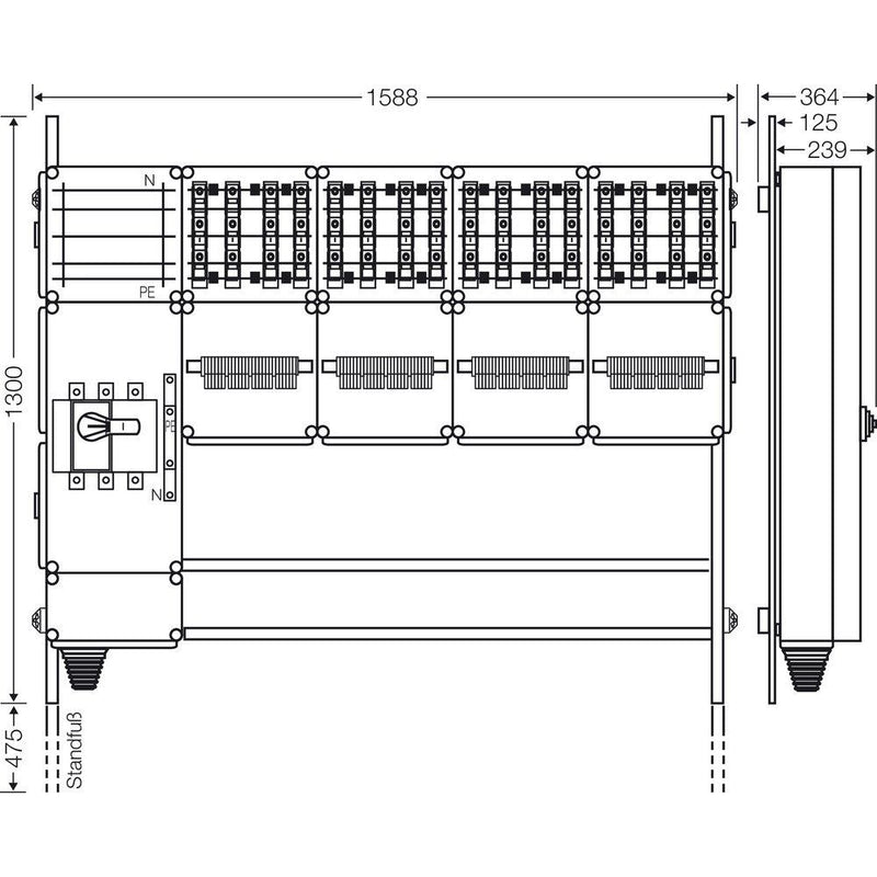 Hensel - Verteilerschrank für Energieversorgung Ladeverteiler Mi EV 22kW 16000 f.16 Ladep. a 22kW