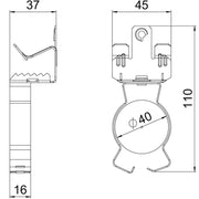 OBO Bettermann - Befestigungsklammer Trägerklammer SCVPC 14-20 D40 m.Rohrauf.u. 36-40mm − 50 Stück