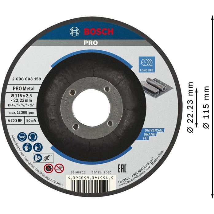 Bosch - Trenn-/Schleifscheibe PRO Metal Trennscheibe, 2608603159 115 x 2.5 x 22.23 mm