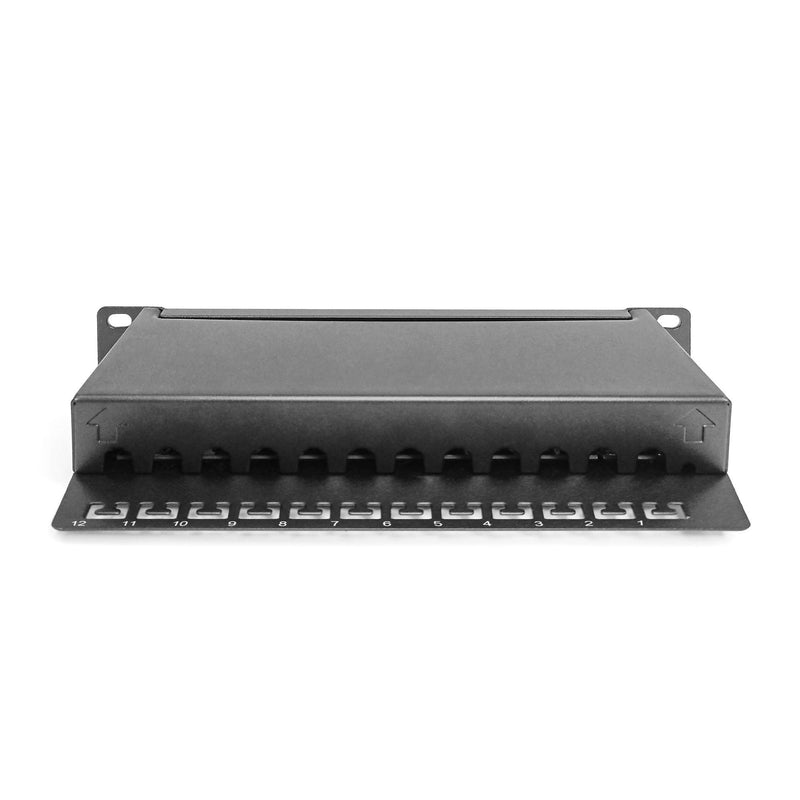 DIGITUS - Patchpanel Kupfer Panel 10" Class E 12-Port DN-91612S LSA 1HE RAL9005 sw