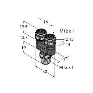 Turck - Passiver Sensor-/Aktor-Verteiler (mit Leitung) Zweifachverteiler YB2-FSM5-2FKM5.4