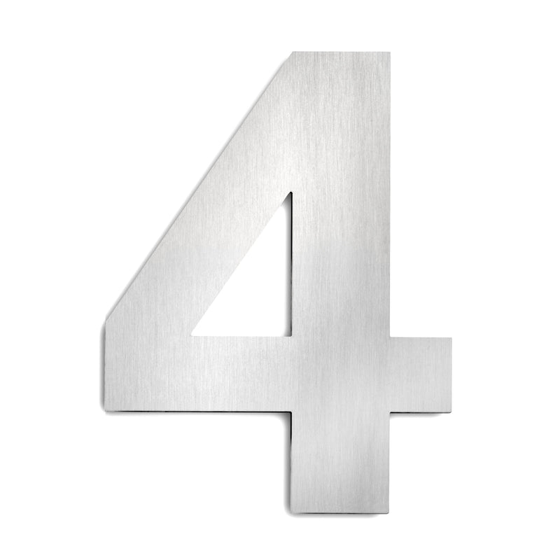 CMD Creativ - Beschriftung Buchstaben/Zahlen Hausnummer 4 Groß GHN-4 Edelstahl, 25 cm