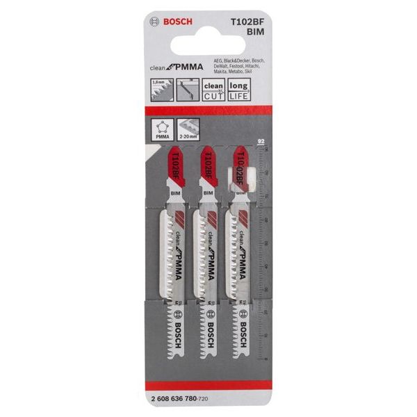 Bosch - Stichsägeblatt PRO Plastics PMMA clean 2608636780 T102BF