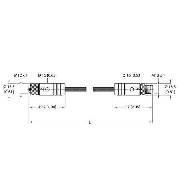 Turck - Rundsteckverbinder, feldkonfektionierbar (Industriesteckverbinder) Verbindungsleitung RKS46PTB4RSS46PTBTXL