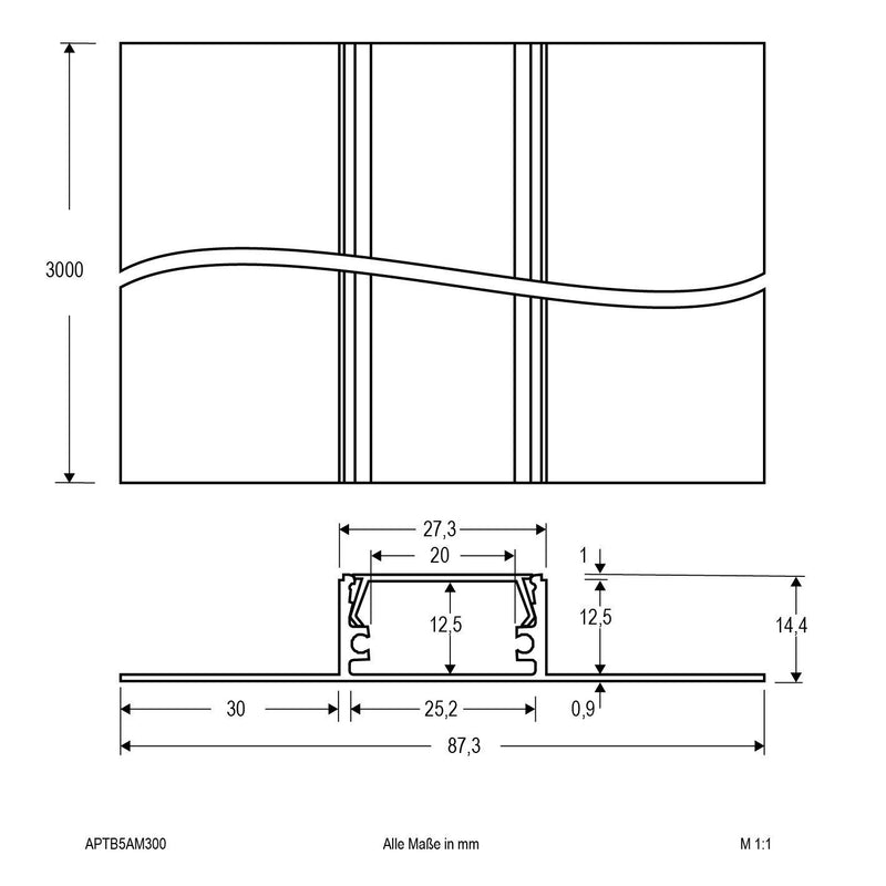 EVN Lichttechnik - Mechanisches Zubehör/Ersatzteile für Leuchten Trockenbauprofil APTB5AM300 inkl. Abdeckung