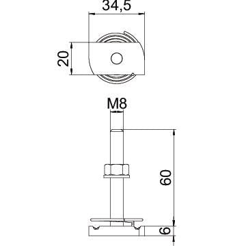 OBO Bettermann - Hammerkopfschraube MS41HBF M8x60 ZL mit Feder − 25 Stück
