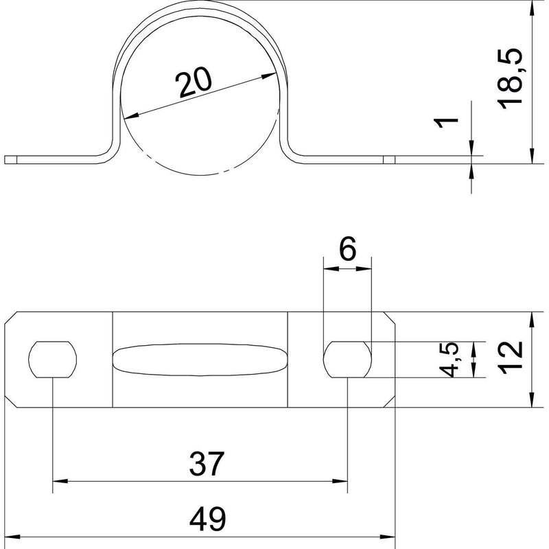OBO Bettermann - Befestigungsschelle für Kabel/Rohre Befestigungsschelle 605 20 A4 20mm zweilappig − 100 Stück