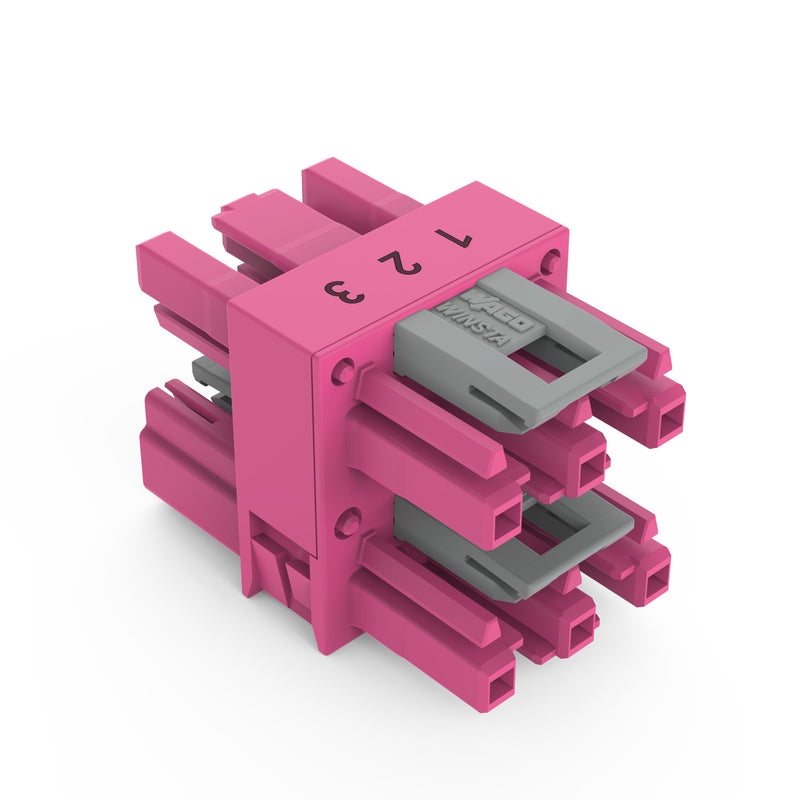 WAGO - Kompaktverteiler für steckbare Gebäudeinstallation 3-fach-Verteiler 3-polig 770-1716 Kod. B,pink − 50 Stück