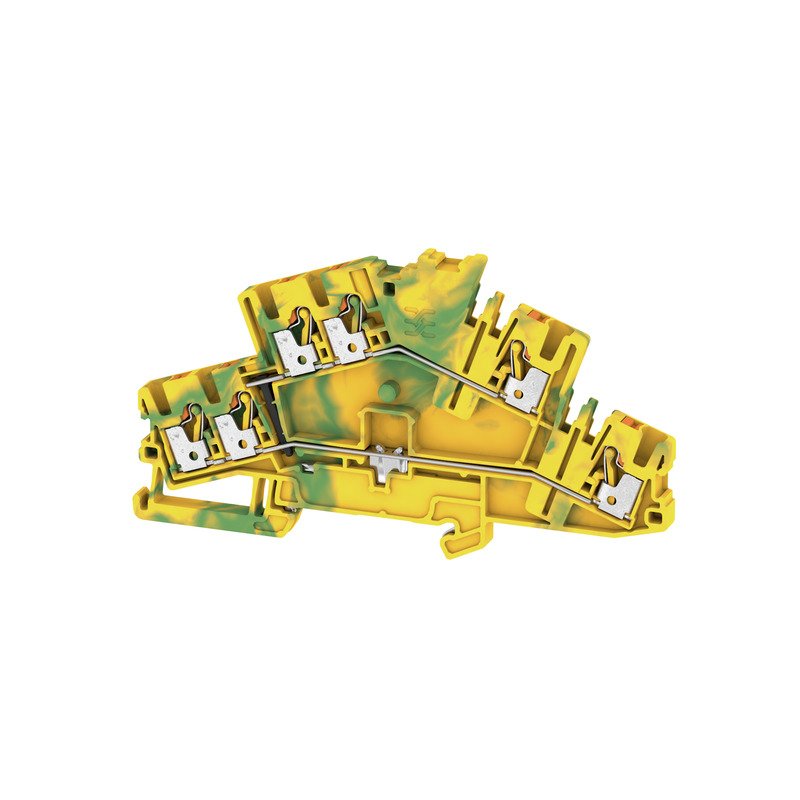 Weidmüller - Schutzleiter-Reihenklemme Klemme A2T 2.5 3C PE PUSH IN, 2.5 mm² − 50 Stück