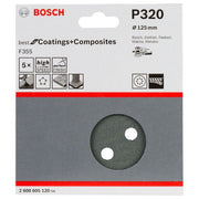 Bosch - Schleifpapier/Schleifvlies PRO F355 Schleifblatt, 125 2608605120 mm, 320, 5-tlg