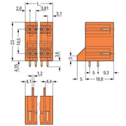 WAGO - Leiterplattensteckverbinder THT-DoppelstockStiftleiste 734-434/001-000 1,0x1,0,abgew.,or − 100 Stück